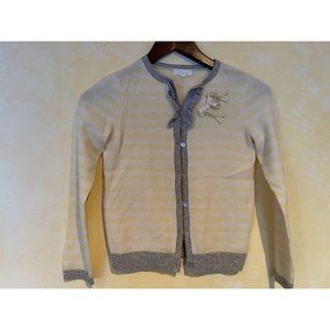 Girls Size 10Y Nicholas & Bears Yellow Stripe 100% Cashmere Cardigan Sweater